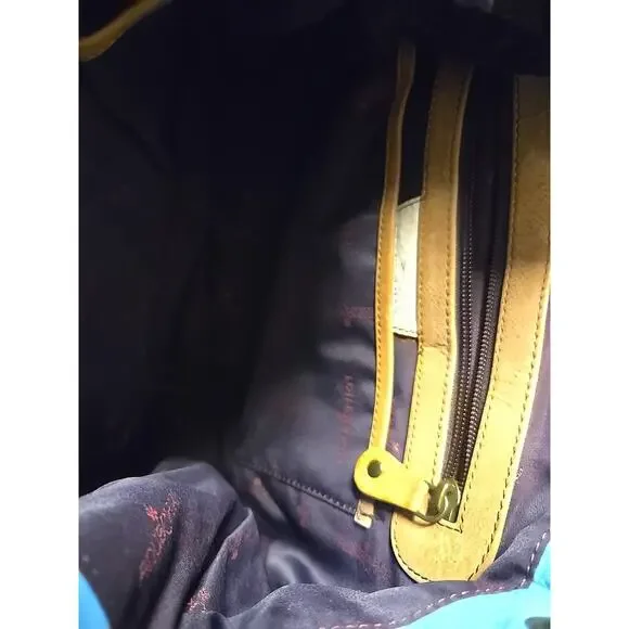 Anna by Anuschka Leather Beach 13x10.5 Crossbody Handbag Hand Painted - Picture 9 of 10